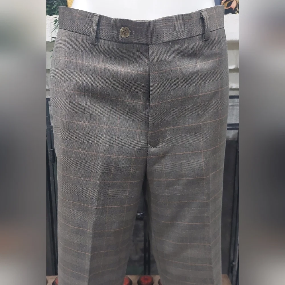 Angelo Rossi Khaki Check Modern Fit 2 Pc Suit - Tan Plaid Blazer 38L - 32